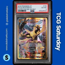 2016 POKEMON XY FATES COLLIDE #125/124 ALAKAZAM EX FULL ART SECRET RARE PSA 6 - Image 1