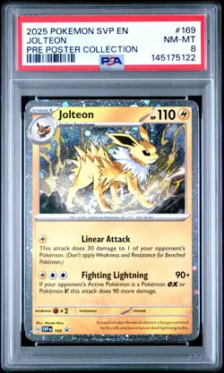 2025 POKEMON SVP EN-SV BLACK STAR PROMO #169 JOLTEON PSA 8 - Image 1