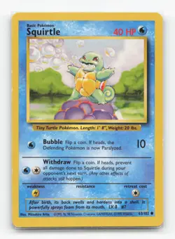 Pokemon TCG - Squirtle 63/102 Lightly Played Common Base Set Unlimited - Image 1