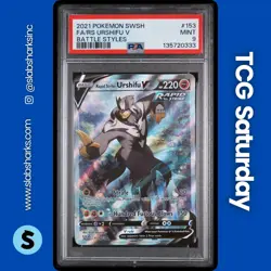 2021 POKEMON SWSH BATTLE STYLES #153/163 RAPID STRIKE URSHIFU V FULL ART PSA 9 - Image 1
