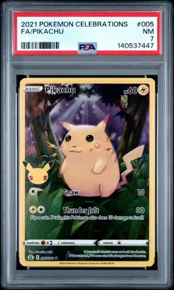 2021 POKEMON CELEBRATIONS #005 FULL ART/PIKACHU PSA 7 - Image 1