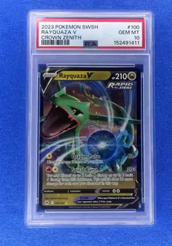 2023 Pokemon Sword & Shield SWSH Rayquaza V Crown Zenith #100 PSA 10 Gem Mint - Image 1