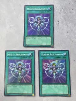 YuGiOh RDS-EN045 Monster Reincarnation 1st Ed Super Rare Foil Set x3 - Image 1