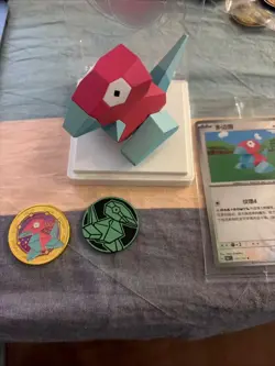 Pokemon TCG Porygon 151 card with Figure Set metal Medal Plastic Medal - Image 1