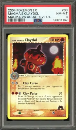 Pokemon Team Magma's Claydol EX Magma Vs Aqua Reverse Holo #33 PSA 8 - Image 1