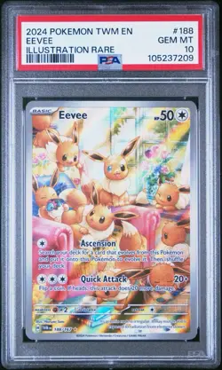 2024 POKEMON TWM EN-TWILIGHT MASQUERADE #188 EEVEE ILLUSTRATION RARE Psa 10 - Image 1