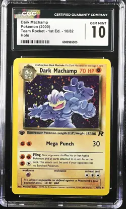 Dark Machamp 2000 Pokemon Team Rocket 1st Edition CGC 10 #10 - Image 1