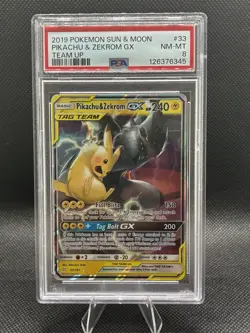2019 Pokemon Sun Moon Team Up Pikachu & Zekrom GX #33/181 PSA 8 - Image 1