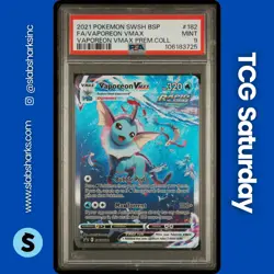 2021 POKEMON SWSH BLACK STAR PROMO #SWSH182 VAPOREON VMAX FULL ART PREMIUM PSA 9 - Image 1