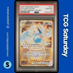 2022 POKEMON SWSH SILVER TEMPEST #211/195 LUGIA VSTAR GOLD SECRET RARE PSA 10 - Image 1