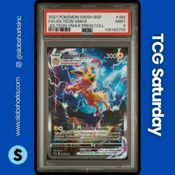 2019 POKEMON SWSH BLACK STAR PROMO #SWSH184 JOLTEON VMAX FULL ART PREMIUM PSA 9 - Image 1