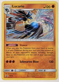 Pokemon Lucario SM54 Sun & Moon Black Star Promo Holo Foil Near Mint - Image 1