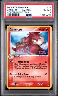 2006 Pokemon EX Holon Phantoms # 36 Camerupt Reverse Foil PSA 8 NM-MT Free Ship! - Image 1