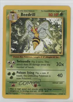 Beedrill Pokemon Base Set Rare #17 1999 - Image 1