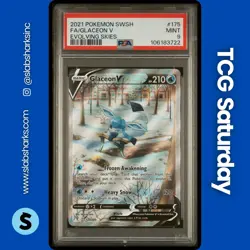 2021 POKEMON SWORD & SHIELD EVOLVING SKIES #175/203 GLACEON V FULL ART PSA 9 - Image 1
