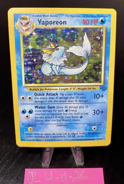 Pokemon TCG Vaporeon Jungle 12/64 Holo Unlimited Holo Rare - Image 1