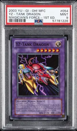 2003 YU-GI-OH! MFC-MAGICIAN'S FORCE 1ST ED #054 YZ-TANK DRAGON PSA 9 - Image 1