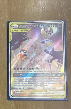 PokÃ©mon TCG Solgaleo & Lunala GX Full Art Holo Card 216/236 Cosmic Eclipse - Image 1