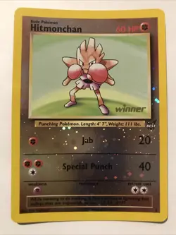 Hitmonchan #2 Best of Game Reverse Holo 2002 Promo Card Winner Stamp - Image 1