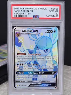 Pokemon Card Glaceon GX SV55/SV94 Hidden Fates Full Art Rare PSA 10 Gem Mint - Image 1
