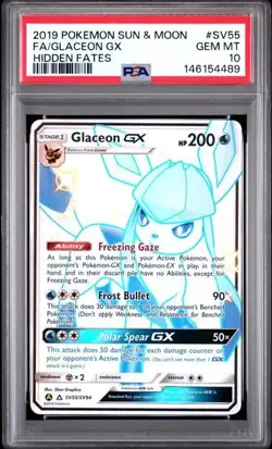 Pokemon Card Glaceon GX SV55/SV94 Hidden Fates Full Art Rare PSA 10 Gem Mint - Image 3