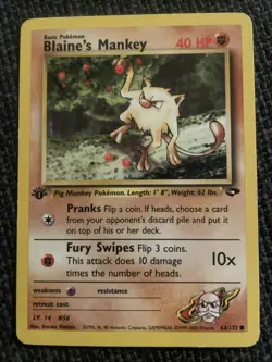 Pokemon Card - Blaine's Mankey Gym Challenge 1st Edition 63/132 Common - Image 1