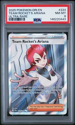 PSA 8 Team Rockets Ariana 224/182 Ultra Rare Destined Rivals Pokemon TCG Card - Image 1