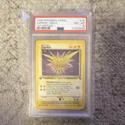Zapdos Pokemon Fossil Holo 1st Edition PSA 8 English 15/62 Vintage Card - Image 1