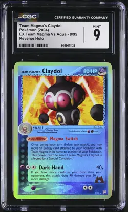 CGC 9 Team Magma's Claydol EX Team Magma Vs Aqua 8/95 Reverse Holo Pokemon Card - Image 1