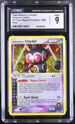 CGC 9 MINT Team Magma's Claydol EX Team Magma Vs Aqua 8/95 Holo Pokemon Card - Image 1