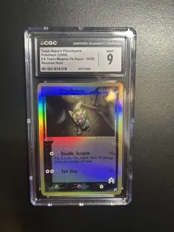 CGC 9 Team Aqua's Poochyena Team Magma Vs Aqua 54/95 Reverse Holo Pokemon Card - Image 1