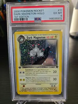 2000 POKEMON GAME DARK MAGNETON 1ST EDITION - HOLO ROCKET 11/82 PSA 6 EX-MT - Image 1