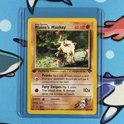 Blaine's Mankey 63/132 Pokemon Gym Challenge 1st Edition LP + - Image 1