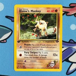 Blaine's Mankey 63/132 Pokemon Gym Challenge 1st Edition LP + - Image 2