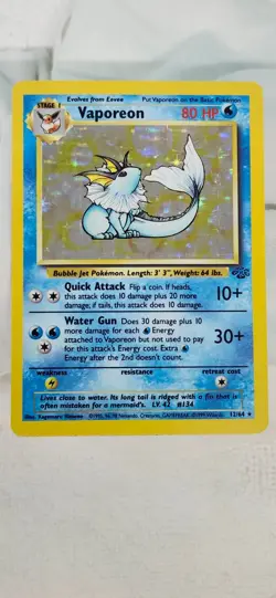 Vintage | Vaporeon 12/64 Jungle Holo | 1999 Pokemon - Image 1