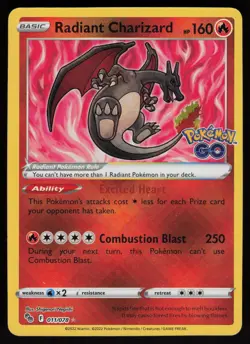 Radiant Charizard 011/078 Radiant Rare Pokemon GO Pokemon - Image 1
