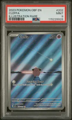 2023 POKEMON OBF EN-OBSIDIAN FLAMES ILLUSTRATION RARE #202 CLEFFA PSA 9 - Image 1