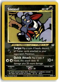2001 Pokemon - Neo Revelation Sneasel #24/64 - Image 1