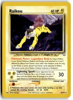 2001 Pokemon - Neo Revelation Raikou #22/64 - Image 1