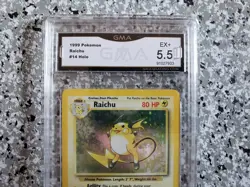 1999 Pokemon - Raichu 14/102 - Base Set Holo - GMA 5.5 EX+ #91027933 - Image 2