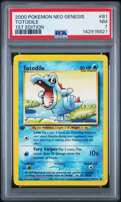 2000 POKEMON NEO GENESIS 1ST ED #81 TOTODILE PSA 7 - Image 1