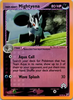 Team Aqua’s Mightyena 30/95 EX Team Aqua vs Team Magma Reverse Holo Vintage NM - Image 1