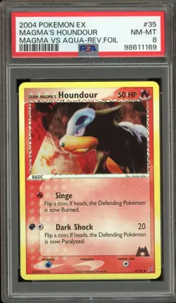 Pokemon Team Magma's Houndour EX Magma Vs Aqua Reverse Holo #35 PSA 8 - Image 1