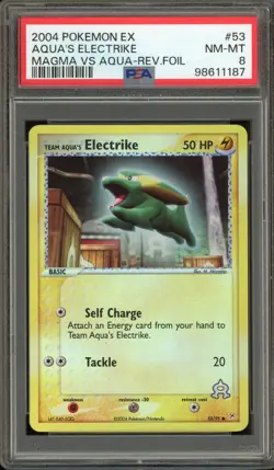 Pokemon Team Aqua's Electrike EX Magma Vs Aqua Reverse Holo #53 PSA 8 - Image 1
