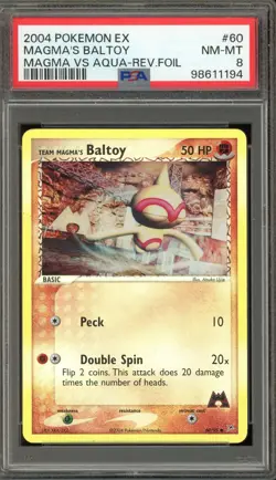 Pokemon Team Magma's Baltoy EX Magma Vs Aqua Reverse Holo #60 PSA 8 - Image 1