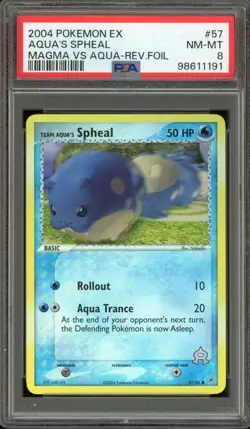 Pokemon Team Aqua's Spheal EX Magma Vs Aqua Reverse Holo #57 PSA 8 - Image 1