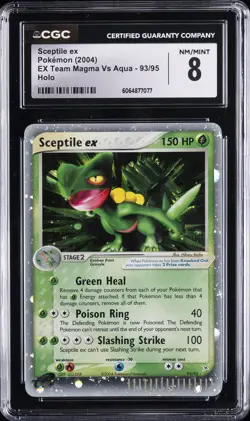 2004 POKEMON EX TEAM MAGMA VS AQUA #93 SCEPTILE EX CGC 8 - Image 1