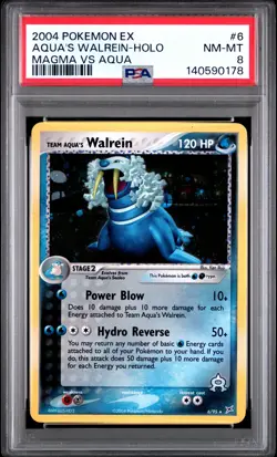 2004 POKEMON EX TEAM MAGMA VS TEAM AQUA #6 TEAM AQUA'S WALREIN-HOLO PSA 8 - Image 1