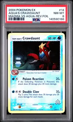 2004 POKEMON EX TEAM MAGMA VS TEAM AQUA TEAM AQUA'S CRAWDAUNT-REVERSE FOIL PSA 8 - Image 1