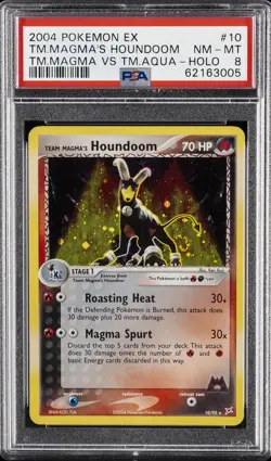 2004 POKEMON EX TEAM MAGMA VS TEAM AQUA #10 TEAM MAGMA'S HOUNDOOM-HOLO PSA 8 - Image 1